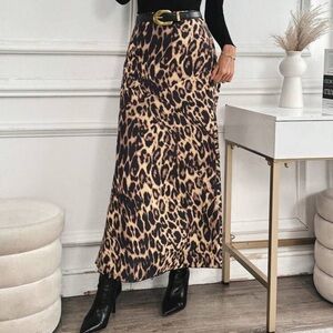 Raffinéa Casual High-Waisted Leopard Print Long Skirt, Spring/Summer Maxi